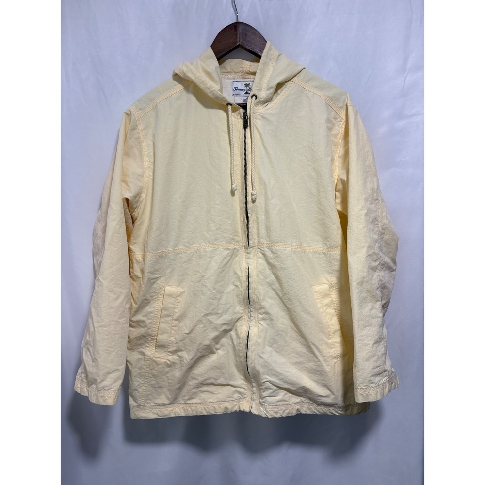 Tommy Bahama Hooded Windbreaker Jacket Pale Yellow Full Zip Lightweight Size M